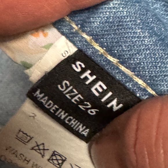 SHEIN Blue Distressed Jean Shorts - Picture 9 of 12